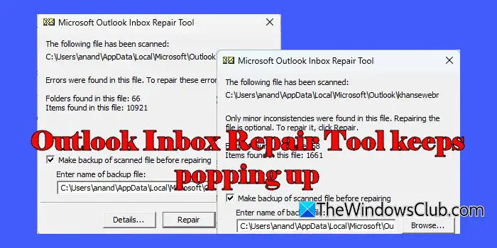 Outlook Inbox Repair Tool keeps popping up